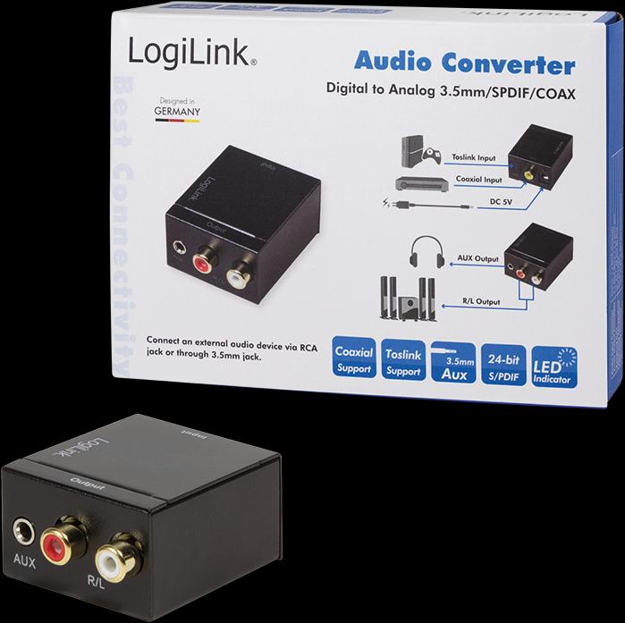 Image du produit LogiLink Adaptateur coaxial et Toslink (Numérique -> Analogique)