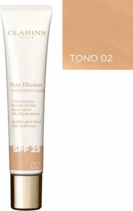 Actual product image Clarins Skin Illusion - Getönte Feuchtigkeitscreme Spf25 02 (Suntan cream, SPF 25, 40 ml)