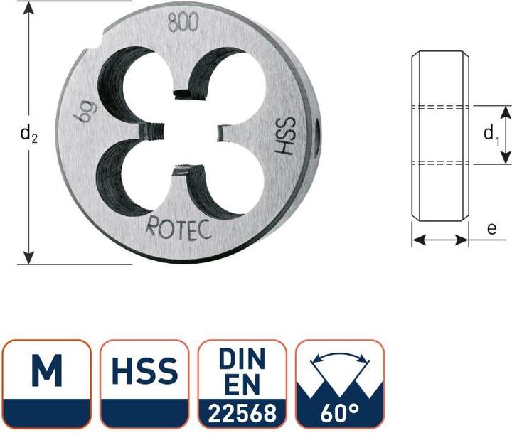 Actual product image Rotec 360.1000 HSS Rundfräser DIN 223 Metrisch M10x1,5