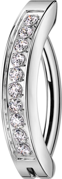 Star Piercing Banane klappbar silber Schild Kristalle silber (ohne Messing, Titan G23)