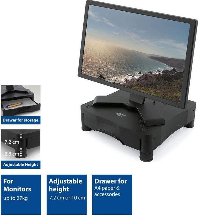 Image du produit Support pour écran avec un tiroir, hauteur réglable