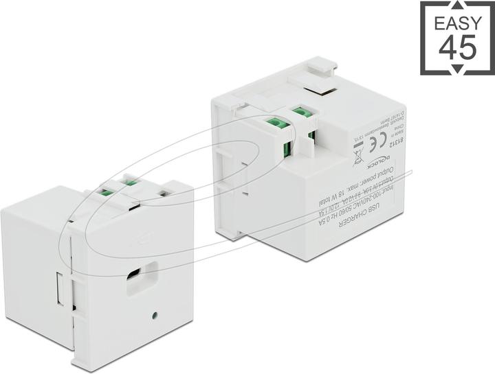Delock Modulo porta di ricarica USB Easy 45 1 x USB Type-C™ PD (0.05 m)