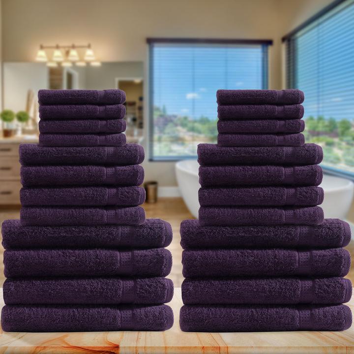 Produktbild Casativo Handtuchset 24-teilig, je 8 Gäste-, Hand- und Duschtücher, 100% Baumwolle, aubergine (100 x 50 cm, 50 x 30 cm, 140 x 70 cm)