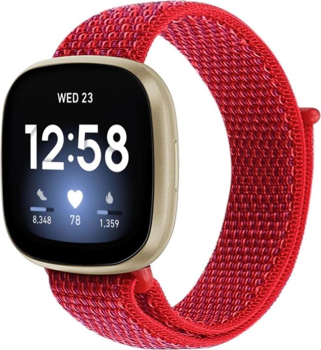 Produktbild Cover-Discount Fitbit Versa / Sense - Nylon Armband Klettverschluss rot (Nylon)