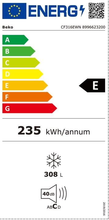Energie-Label Beko CF316EWN (Freistehend, 308 l)