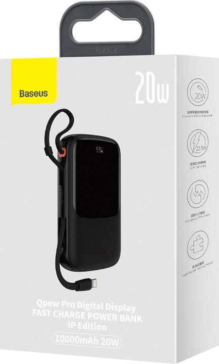 Actual product image Baseus Qpow Pro Overseas Edition + USB C 3A Cable (10000 mAh, 20 W, 37 Wh)