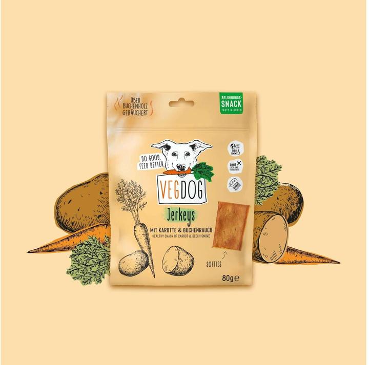 Produktbild Vegdog Jerkeys mit Kate und Buchenrauch (Adult, 9 Stk., 80 g)