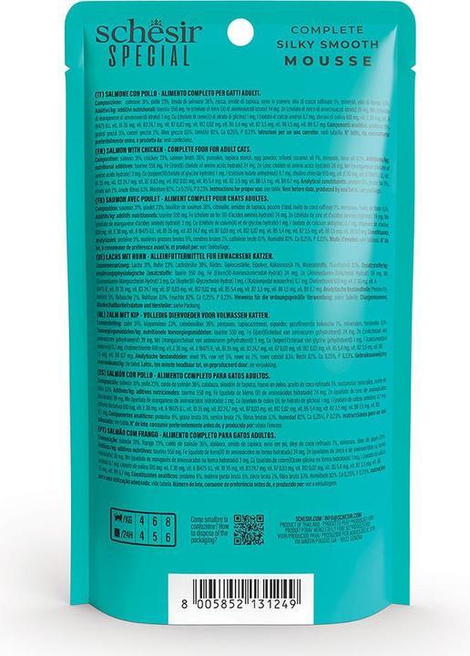 Actual product image Schesir Special, mousse, SKIN & COAT, salmon with chicken, 70g (Adult, 1 pcs., 70 g)