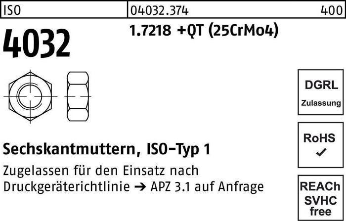 Produktbild Bufab Sechskantmutter ISO 4032 M 36 1.7218 +QT (25CrMo4) (M36)