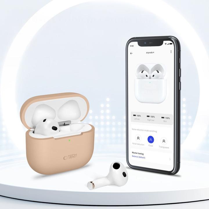 Produktbild Tech-Protect Silikonhülle für Apple AirPods 4 - Beige (Kopfhörer Tasche)