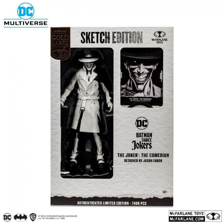 Produktbild McFarlane Batman: Three Jokers DC Multiverse Actionfigur The Joker: The Comedian Sketch Edition (Gold Label) 1