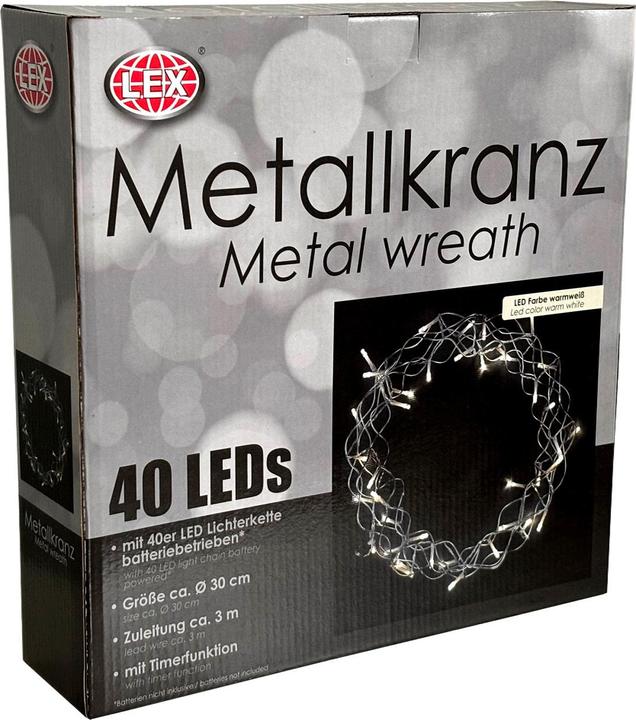 Actual product image Inda-Exclusiv 40 LED Hanging Wreath / Table Wreath Metal Ø30cm warm white