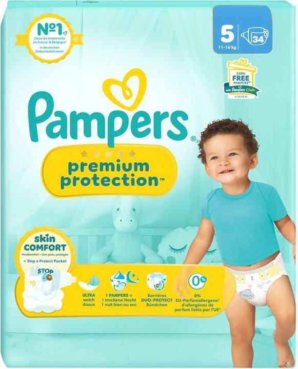 Produktbild Pampers Premium Protection (Gr. 5, Tragepack, 34 Stück)