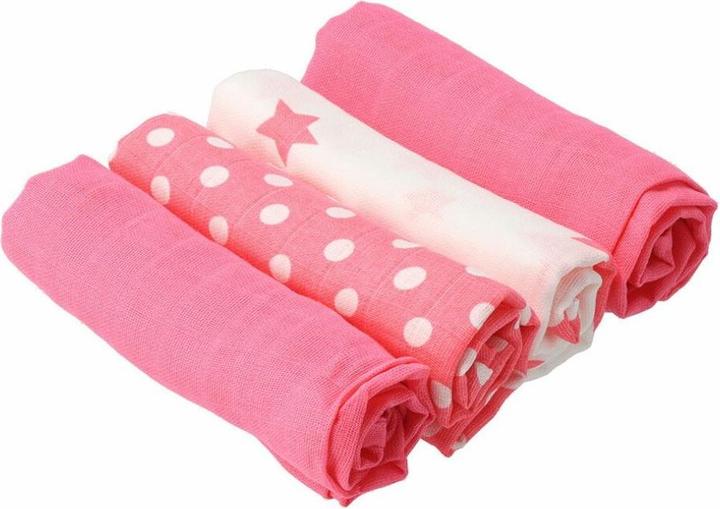 Produktbild New Baby Neu Baby Softy gedruckt Baumwolle Windeln 70 x 70 cm 4 Stück rosa und weiss (70 cm)