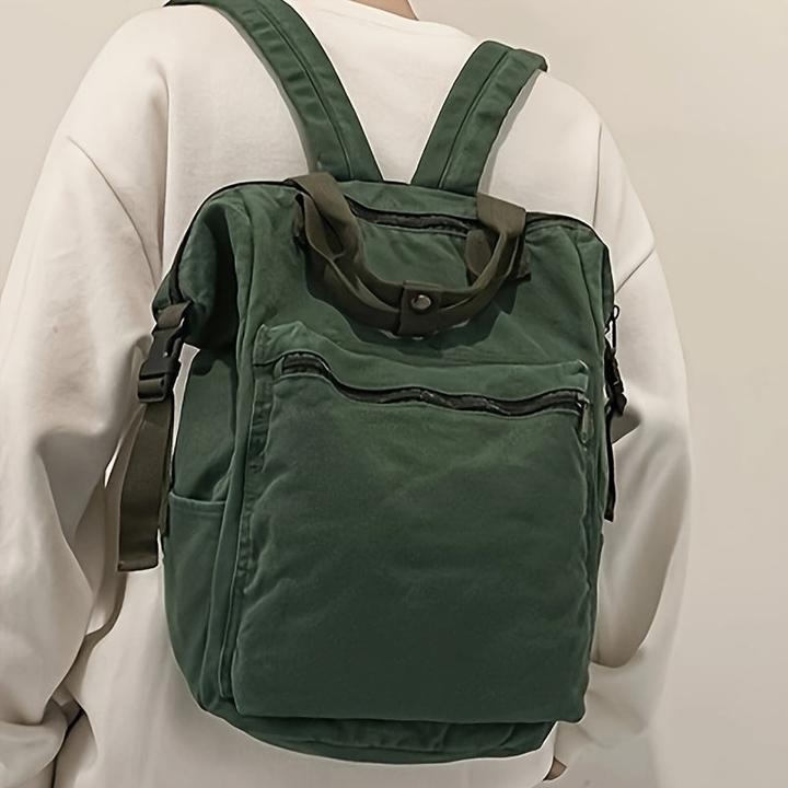 Only-Bags.Store Grosse lässige Leinwand Rucksack, solide Farbe Rahmen Tasche mit mehreren Fächern, perfekt für