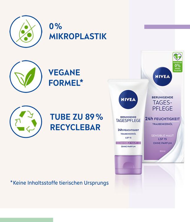 Actual product image NIVEA soothing cream for daily sensitive skin SPF15, 50 ml (50 ml, Day cream, SPF 15)