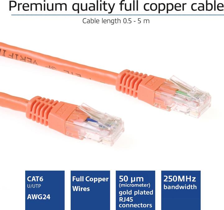 Immagine prodotto Cavo patch U/UTP CAT6 arancione da 0,5 metri con connettori RJ45 CAT6 U/UTP ORANGE 0.50M (U/UTP, CAT6, 0.50 m)