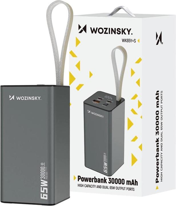 Produktbild Wozinsky Powerbank K65+ 65W 30000mAh 2x USB-C, 1x USB-A 65W - black (30000 mAh, 65 W, 65 Wh)