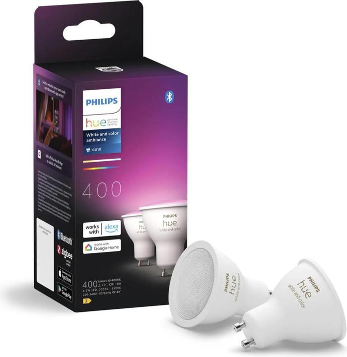 Philips Hue LED Lampe (GU10, 4.20 W, 400 lm, 2 x, E)