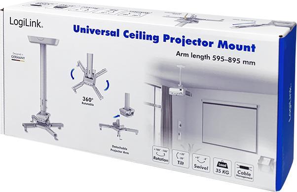 Actual product image LogiLink beamer bracket arm length 595-895 mm white (Ceiling)