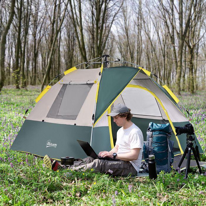 Produktbild Swisshandel24 Zelt für 3 Personen, Campingzelt mit Heringen, Kuppelzelt, Polyester, Grün, 205 x 195 x 135 cm (Kuppelzelt, 3.20 kg, 3 Personen)