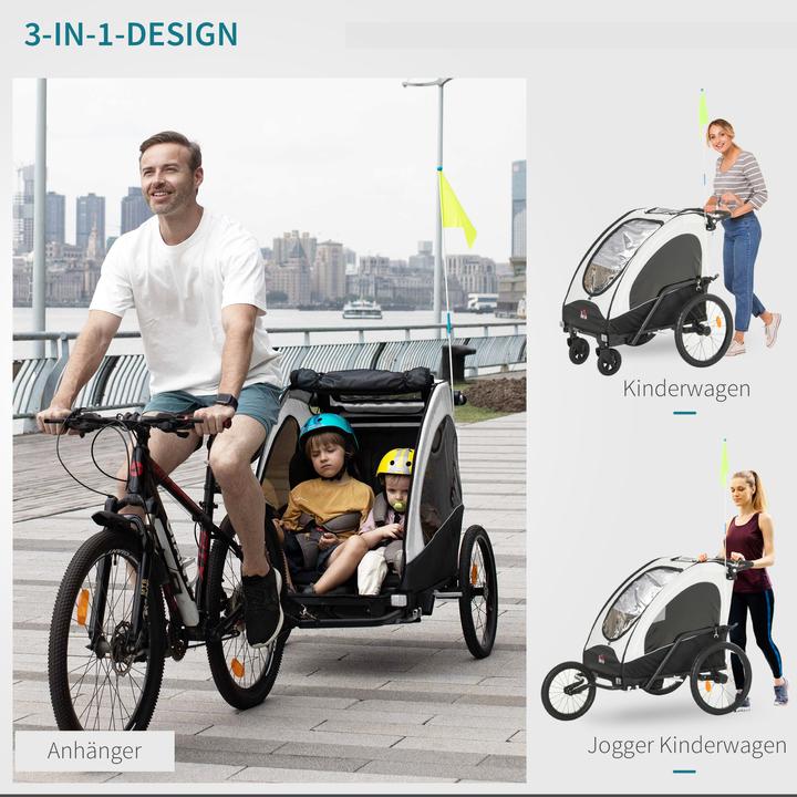 Produktbild Homcom 2 in 1 Fahrradanhänger für 2 Kinder