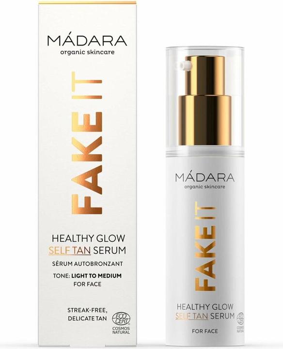 Madara Self Tan Milk FAKE IT Healthy Glow Self Tan Serum "Màdara self tanner for the face". (Self tanning foam, 30 ml)