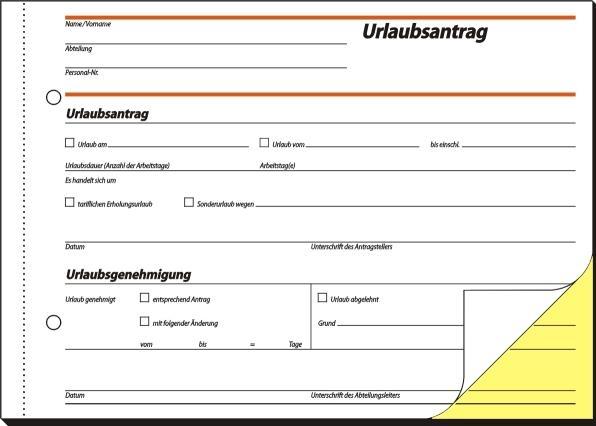 Produktbild Sigel Urlaubsantrag DIN A5 selbstdurchschreibend 2x40 Bl. 1 Durchschlag (40 x)
