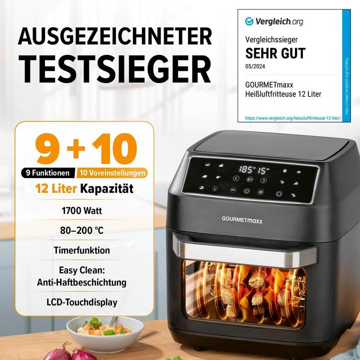 Immagine prodotto Gourmetmaxx Heissluftfritteuse mit 10 Funktionen und Zubehörset
