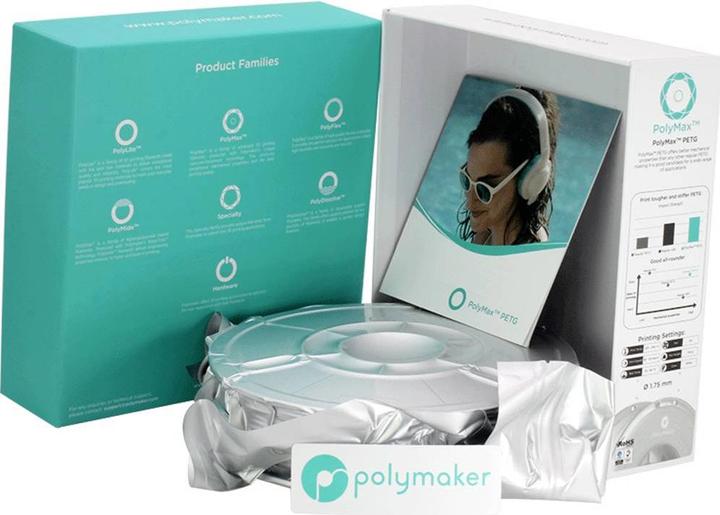Actual product image Polymaker PB02002 PolyMAX Tough Filament PETG high stiffness, heat resistant (PETG, 1.75 mm, 750 g, White)