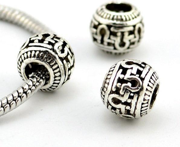 Hermex Germanische Muster Bead Perle - Silbrig (Zink-Legierung)