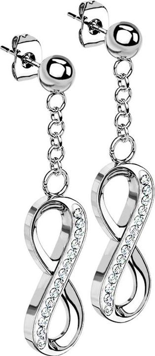 Star Piercing Ohrstecker silber Kugel Anhänger Unendlich mit Kristallen (ohne Messing, Chirurgenstahl 316L)