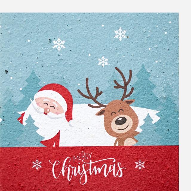 Actual product image Hervorragend Christmas card Father Christmas and reindeer - Merry Christmas - Growing Paper-Card (1 pcs.)