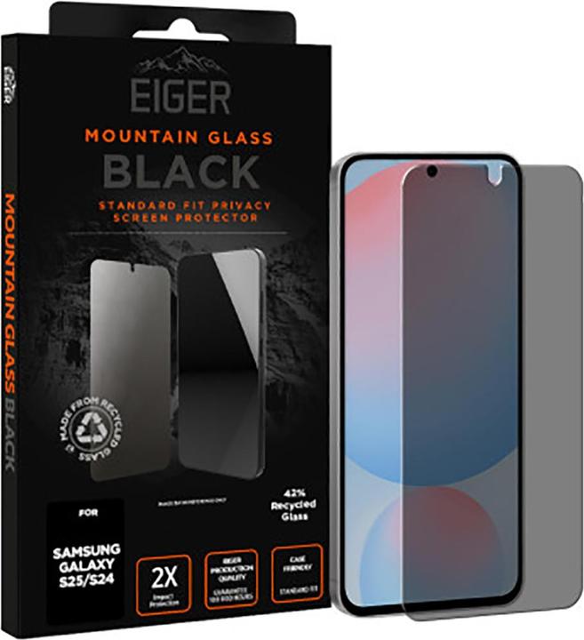 Actual product image Eiger Mountain Glass Black (1 Piece, Samsung Galaxy S25)