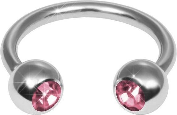 Hermex Circular Barbell Piercing Edelstahl mit Zirkonia - Pink (Edelstahl)