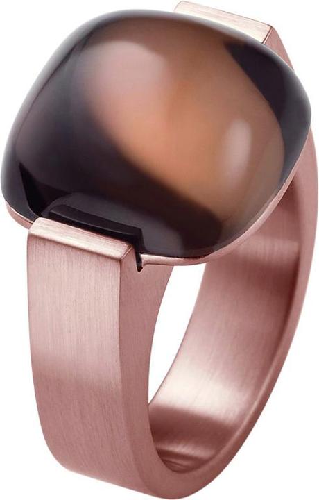 Produktbild Xen Ring mit 15x15mm grossen Rauchquarz Cabochon rosè vergoldet (48)