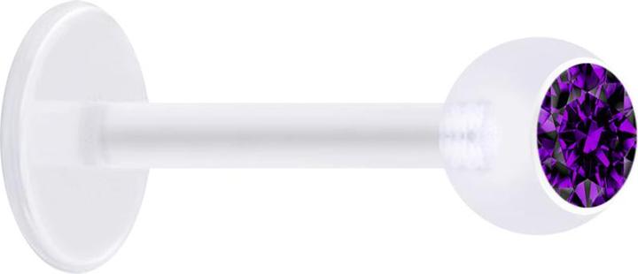 Produktbild Star Piercing Micro Labret transparent mit Kugel und Kristall violett (ohne Messing, Bioflex)