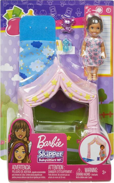 Image du produit Barbie Jeu d'éveil Skipper Babysitters Inc. avec poupée, tente et sac de couchage