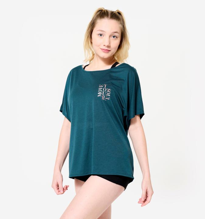 Actual product image Domyos Dance-Shirt Damen Modern Dance kurzarm fliessend - blau (L)