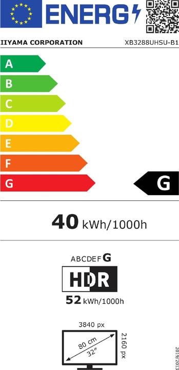 Energie-Label iiyama ProLite XB3288UHSU-B1 (3840 x 2160 Pixel, 32")