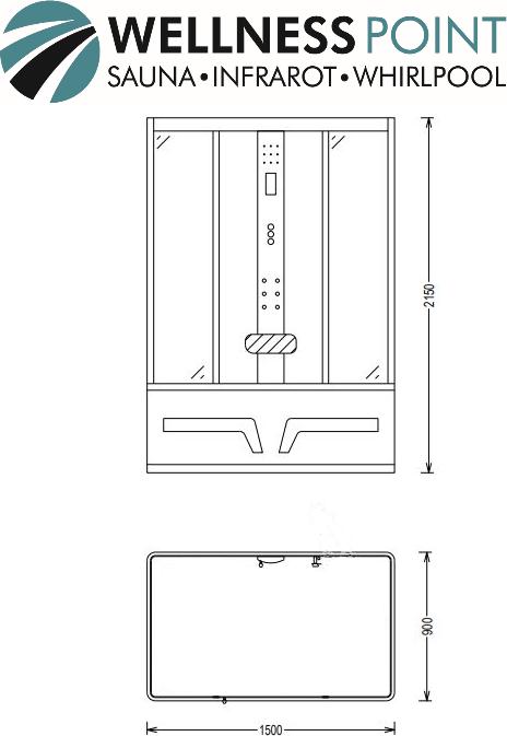 Produktbild PureHaven 2in1 Whirlpool und Dampfdusche 150x90 cm mit Tropenbrause Multimediasystem Sitzfläche Mass