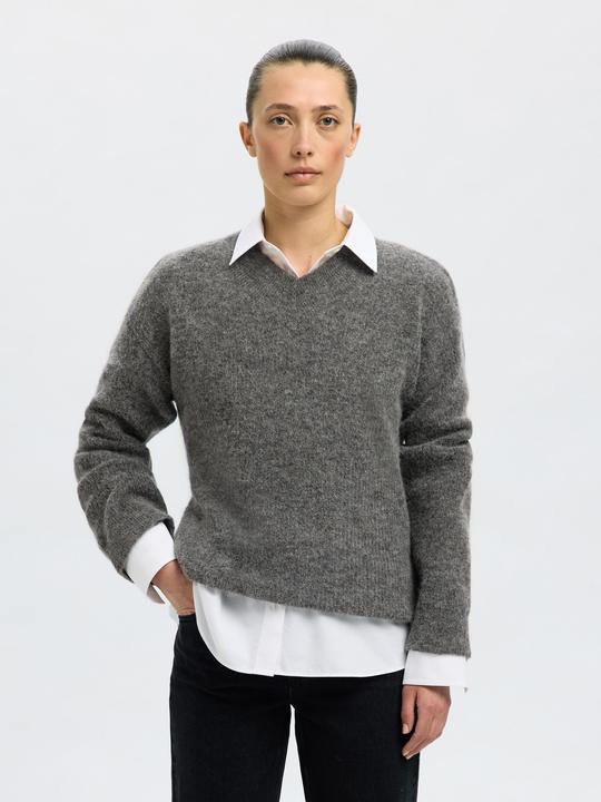 Actual product image Selected Femme Slfsia Ras Ls Knit Long V-Neck Noos (S)