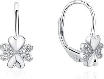 Moiss Playful silver earrings with four-leaf clover zircons E0000565 (L)