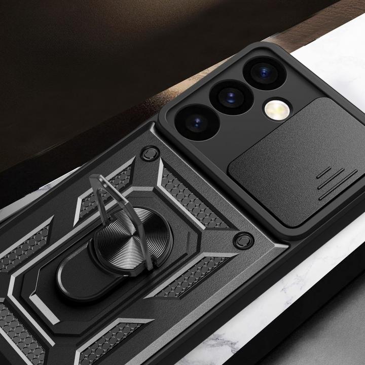Produktbild Hurtel Hybrid Armor Camshield Panzerhüllemit Kameraabdeckung – Schwarz (Samsung Galaxy S24+)