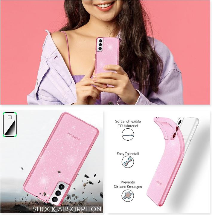 Immagine prodotto Nalia Coperchio del telefono cellulare Glitter (Samsung Galaxy S21)