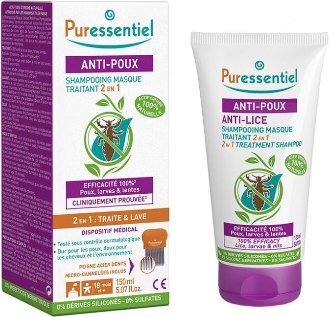 Actual product image Puressentiel Anti-Lice Shampoo Mask 2-in-1 +Comb (150 ml, Lice shampoo)