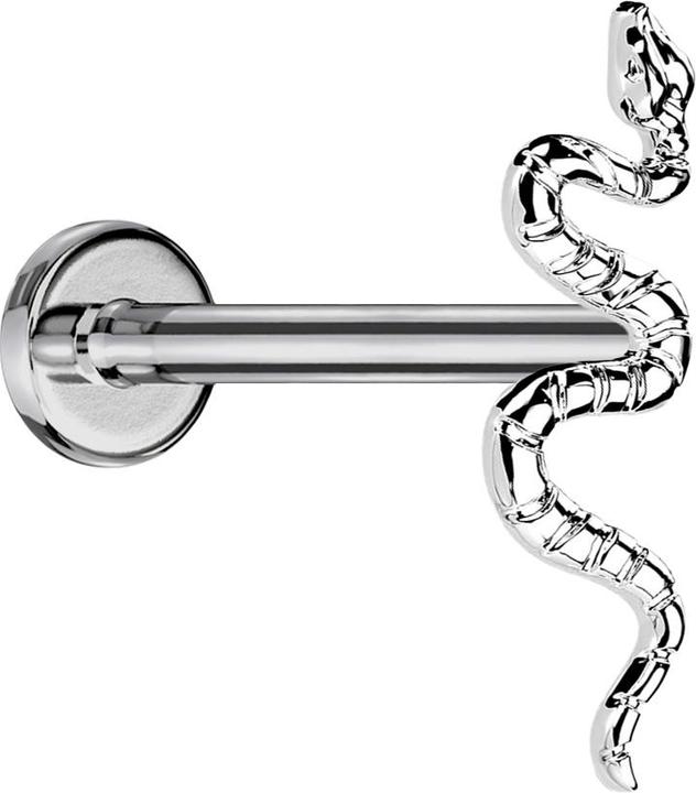 Star Piercing Micro Labret Innengewinde silber Schlange silber (Titan G23, ohne Messing)