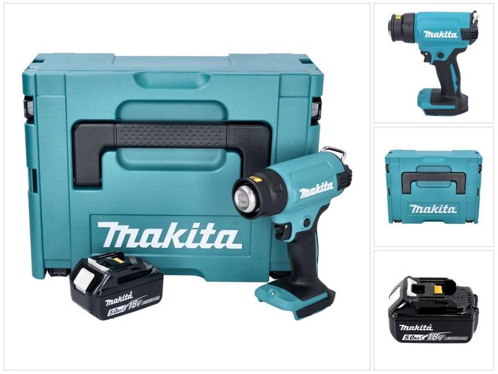 Productafbeelding Makita DHG 180 T1J Batterij heteluchtpistool 18 V 550 °C + 1x batterij 5.0 Ah + Makpac - zonder oplader