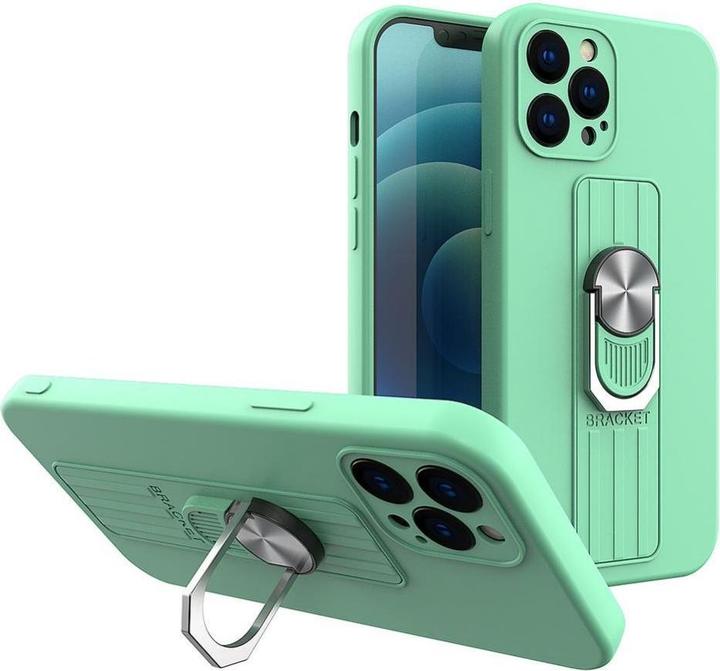 Actual product image Hurtel Ring Case silicone case with finger grip and stand for iPhone 11 Pro mint (Apple iPhone 11 Pro)