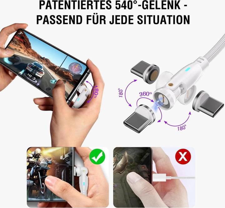 Produktbild 4smarts USB-C/A 540° Magnetkabel GravityCord (1.80 m, USB 2.0)